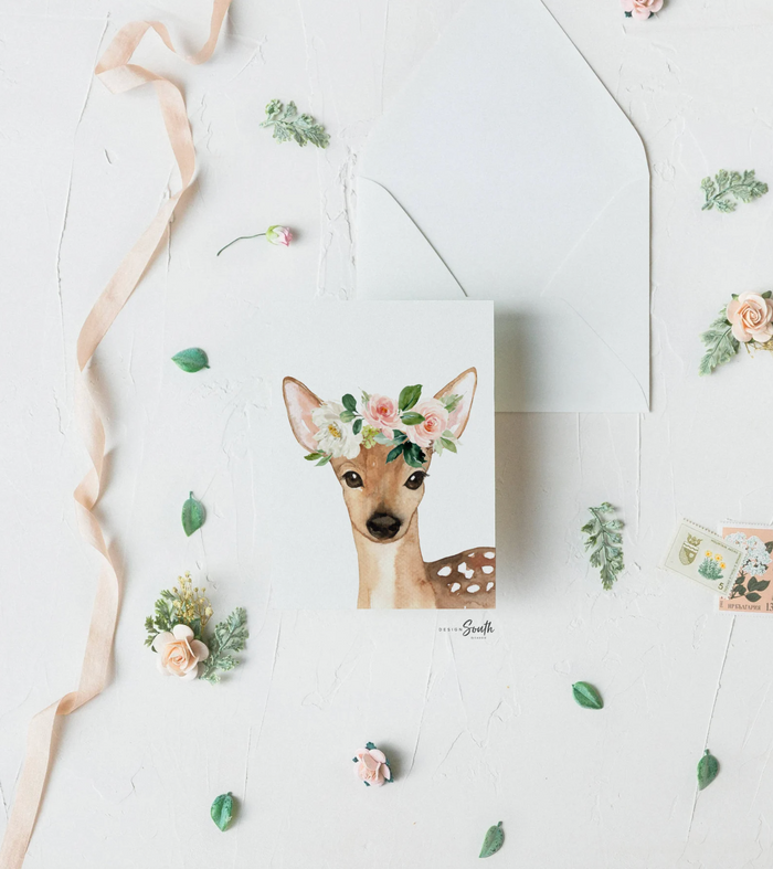 Woodland baby wall art prints, nursery woodland theme animals, baby girl nursery watercolor animals, floral baby nursery, bunny deer giraffe