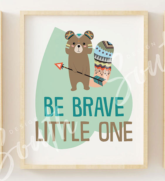 Tribal bear fox woodland, animal nursery wall art, bear fox squirrel, baby neutral nursery decor, animal decor for nursery, woodland baby