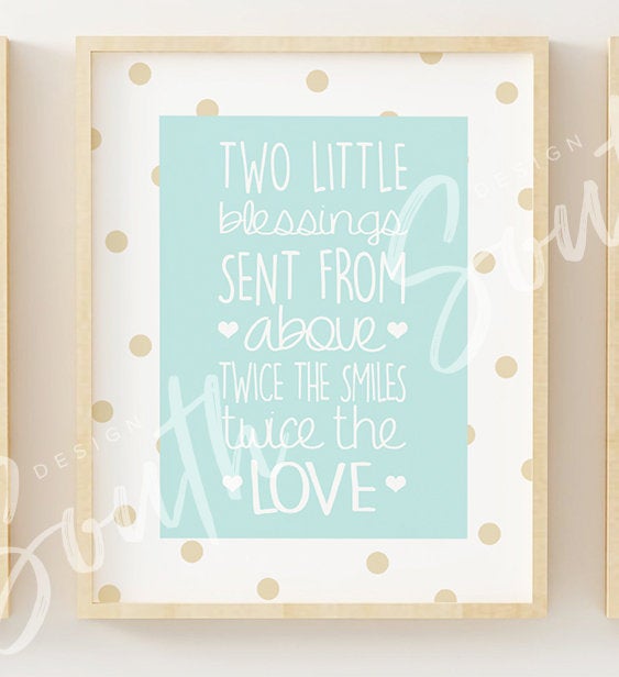 Twin nursery decor, boy twin wall art, neutral twin nursery art, twin baby art, art for twins, wall decor twins, twin nursery, boy twin gift