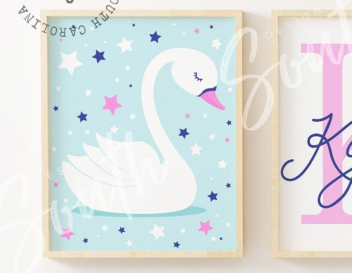 Swan baby gift, personalized gift, swan gifts, nursery decor, white swans, baby room, baby girl, baby decor, nursery decor, baby shower gift