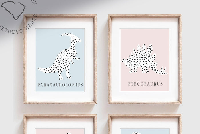 Twin nursery dinosaurs, boy girl shared nursery, boy girl shared room decor ideas, boy girl playroom wall art ideas, twin girl boy dinosaur