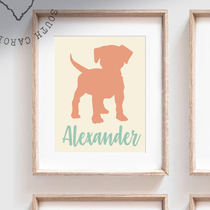 Rustic puppy dog prints for boys, boys nursery decor, teal and orange nursery decor for boys, quote for boys room, dream big quote, dog art
