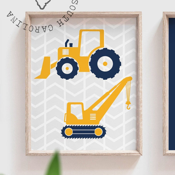 Tractors trucks and toys, boys bedroom wall construction theme poster, baby shower construction gift, birthday party construction theme gift