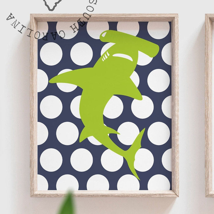 Shark bedroom decor, boy's shark bedroom personalized, shark room, shark decor, lime navy boy's room, boy's shark nursery decor personalized