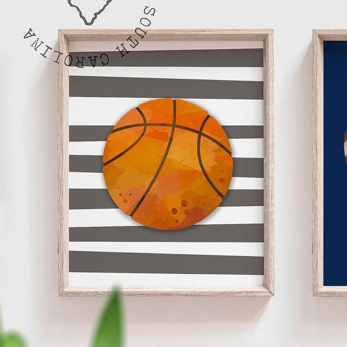 Sports home decor boy name, sports poster boy room, sports wall art, little boy gift, artwork wall crib sports theme, basketball soccer ball