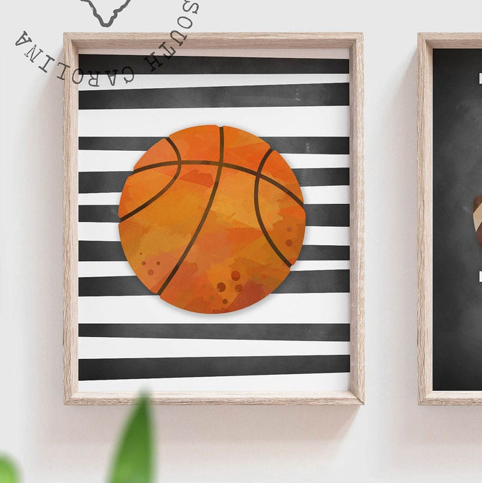 Sports wall prints for kid room, sports balls wall pictures, sports art personalized gift, basketball baseball football wall art boy nursery