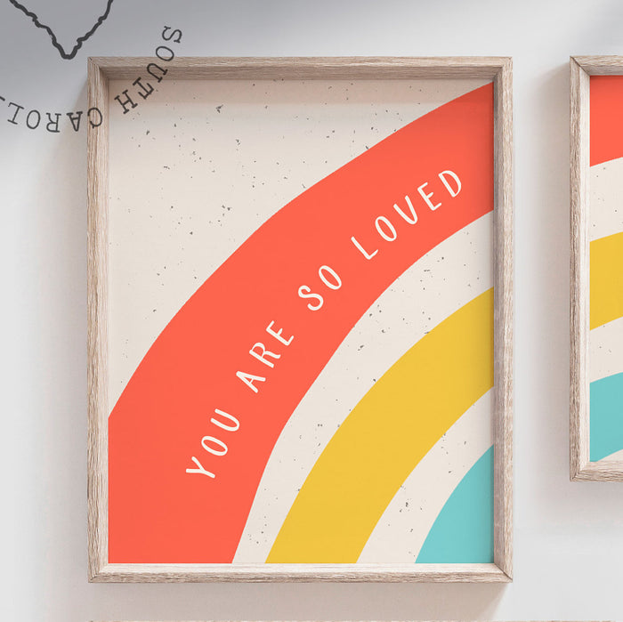 Rainbow nursery wall decor, baby room wall colorful rainbow, rainbow child art print, playroom wall idea, rainbow image, kid you are loved