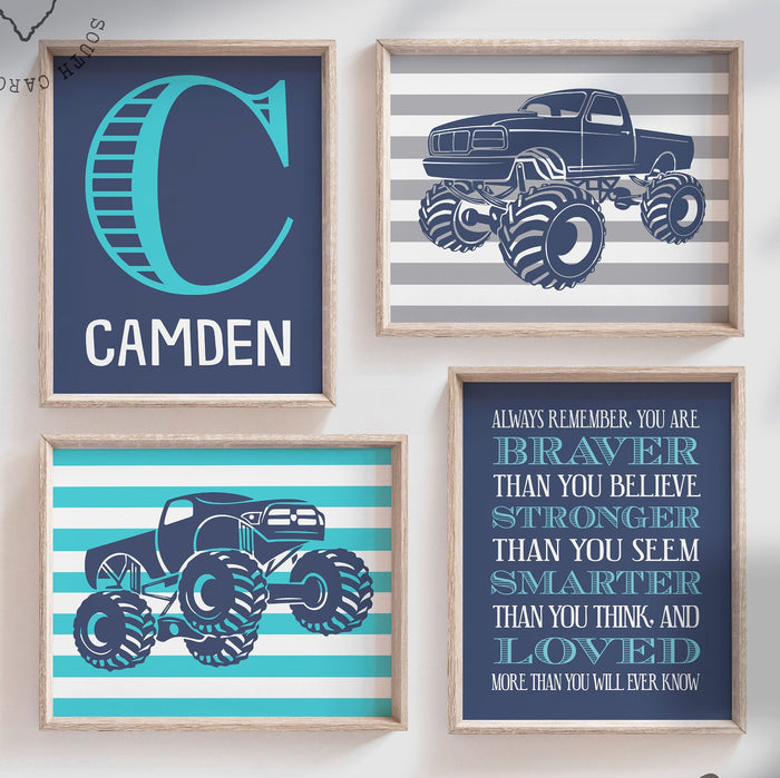 Personalized monster truck, monster truck bedroom decor, monster truck kids wall art, monster truck boys room decor, big monster truck theme