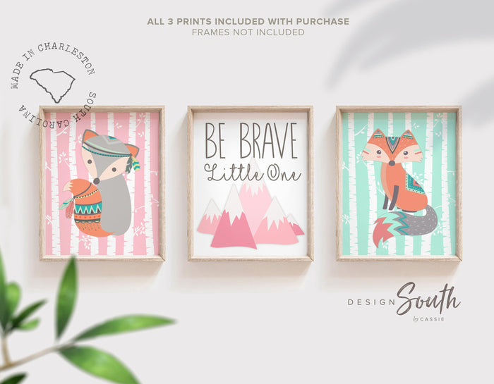 Nursery quote, woodland animals, pink woodland baby girl art, woodland decor girl, fox nursery art, fox nursery decor, inspirational quote