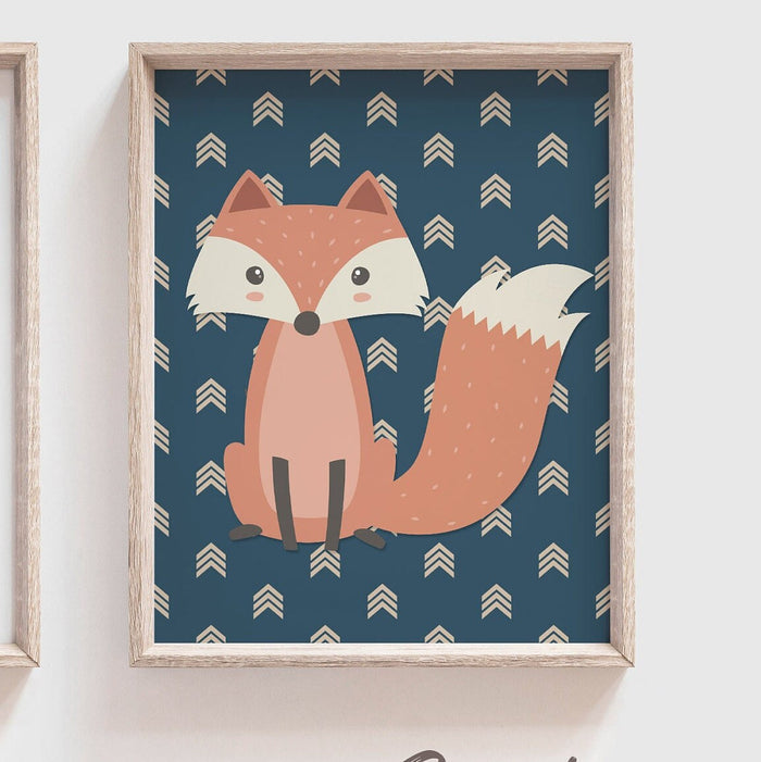 Little boy bedroom fox woodland theme, navy blue arrow tribal woodland fox nursery decor, woodland prints fox, be brave arrow blue, gift boy