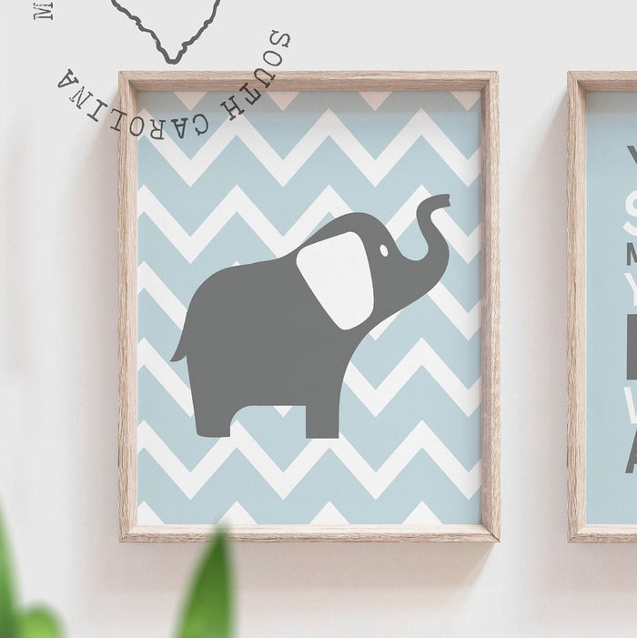 Elephant nursery you are my sunshine baby blue, baby boy nursery, boys nursery baby blue and gray, boys elephant nursery, baby elephant art