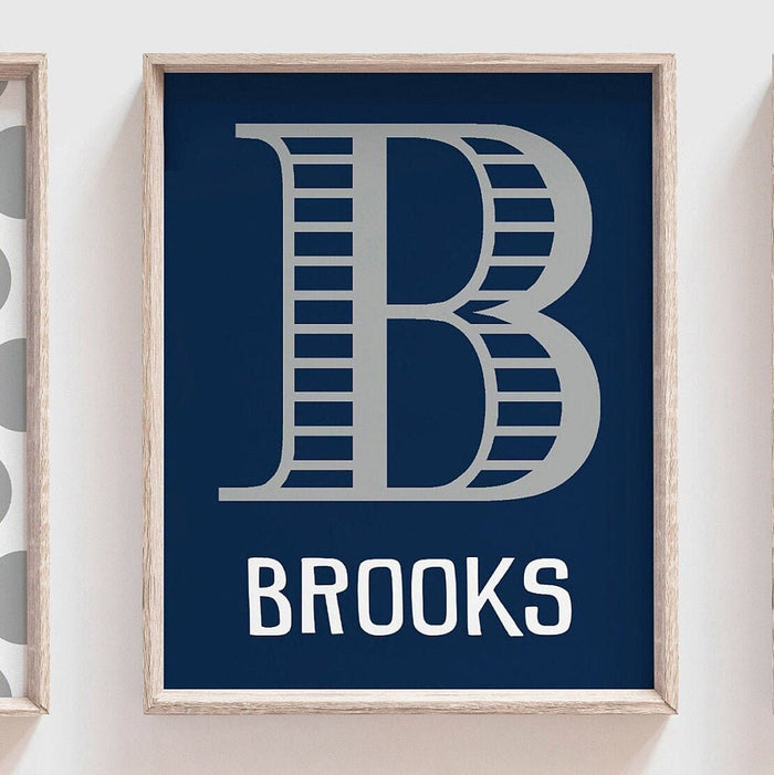 Navy and gray dinosaur nursery art, custom dinosaur, personalized name boys dinosaurs, dinosaur bedroom, big boy room decor, t rex baby gift