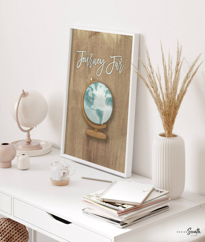Travel nursery art, surf beach vw van bus compass globe map art print collection set, travel nursery decor, surf beach baby room wall decor