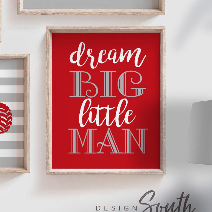 Big boy bedroom red big truck themed wall art, red monster truck, toddler dream big little man, kids truck boy art, red and gray truck theme