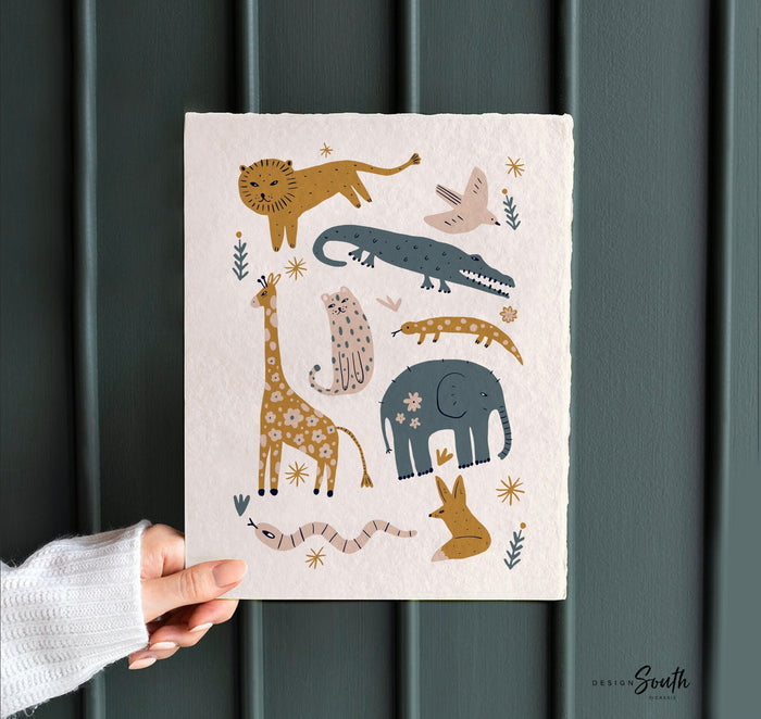 Kid bedroom nursery animal art prints, baby animal prints, woodland animal nursery wall decor gender neutral, wild baby animals, safari baby