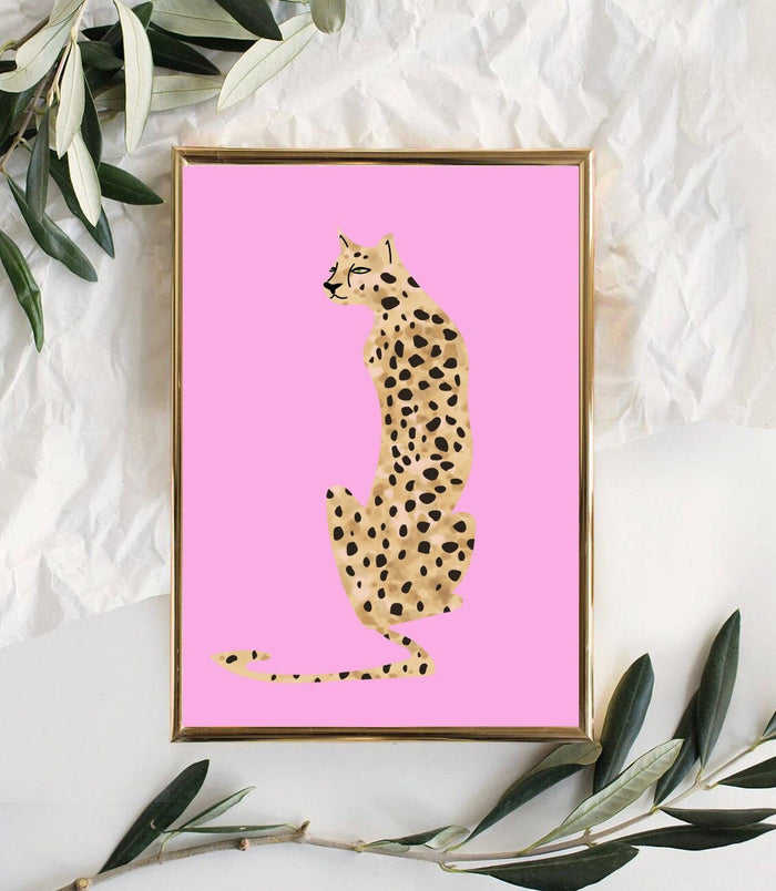 Chic trendy girl nursery, pink spotty nursery, cheetah print nursery, safari animal nursery art girl, baby pink cheetah girls name modern