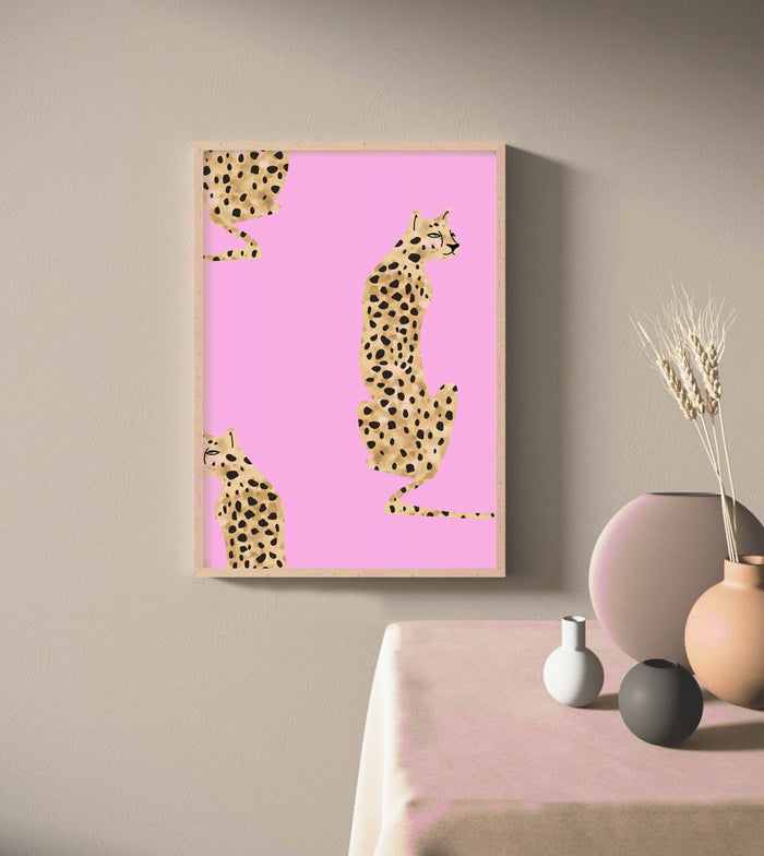 Chic trendy girl nursery, pink spotty nursery, cheetah print nursery, safari animal nursery art girl, baby pink cheetah girls name modern
