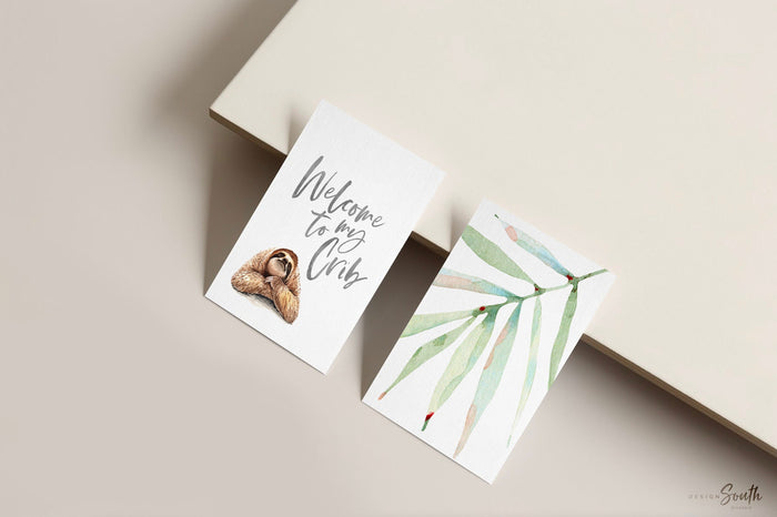 Sloth wall art set, sloth themed baby nursery, sloth nursery ideas, sloth tropical rainforest room decor, neutral sloth green gray newborn