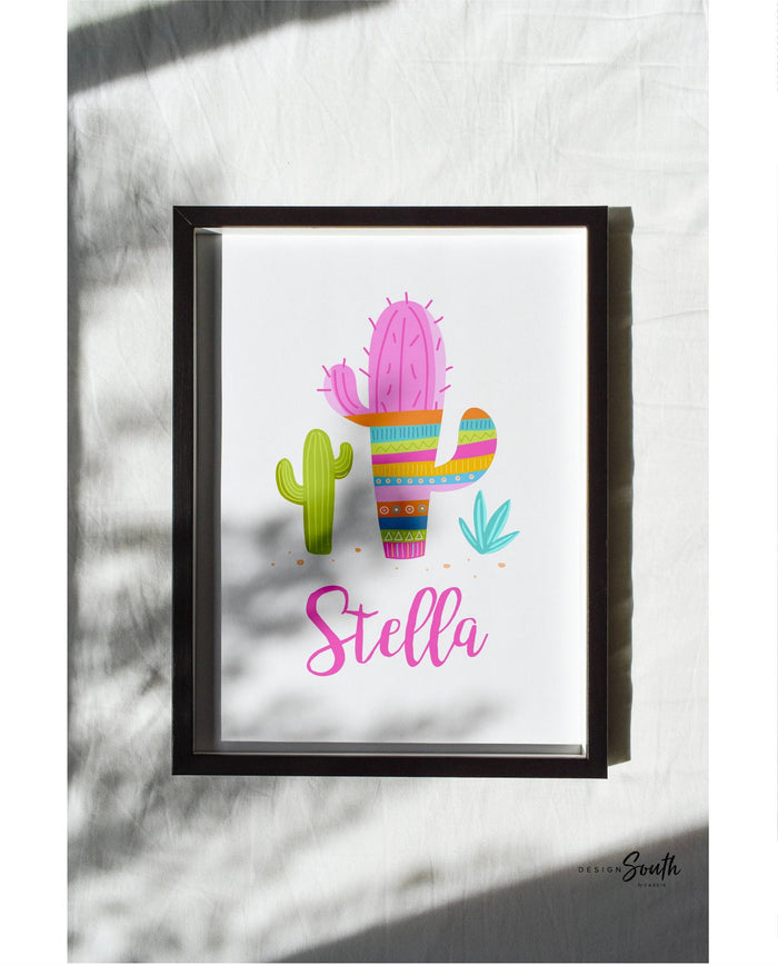 Bright colorful llama art, personalized name sign with llamas flowers, cactus rainbows stars llamas art prints, set of 6 art prints llamas