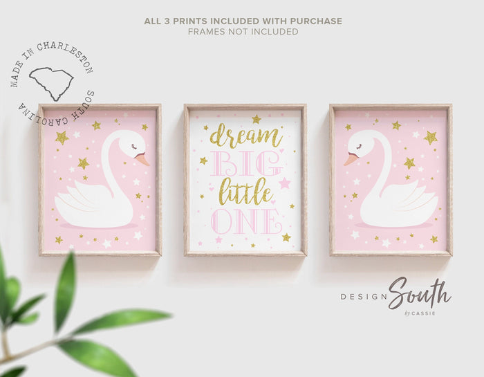 Swan nursery, baby shower gift, pink and gold nursery, baby girl wall art, nursery decor, swan princess, pink swan, pink and gold swan art