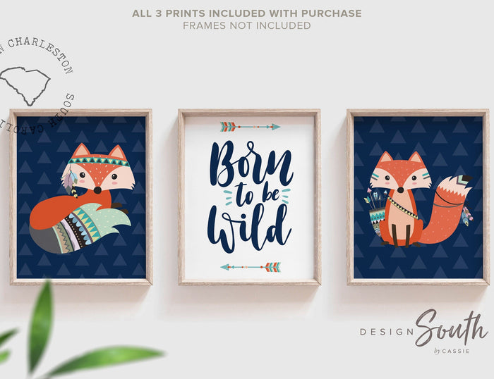 Tribal animals, boy nursery decor, wild child, nursery wall art, baby boy nursery, woodland tribal boy, fox nursery decor, wild child fox