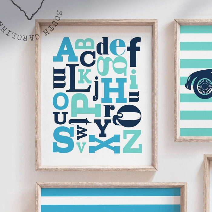 Racing nursery art, racing bedroom art, boys art, car wall decor, boy race car art, boys playroom decor, boys race cars, boys blue car theme