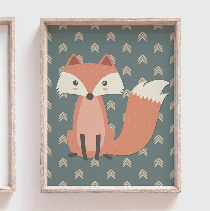 Baby boy fox nursery theme, woodland fox newborn gift be brave, boy nursery neutral gray woodland decor, fox boy nursery wall art print set