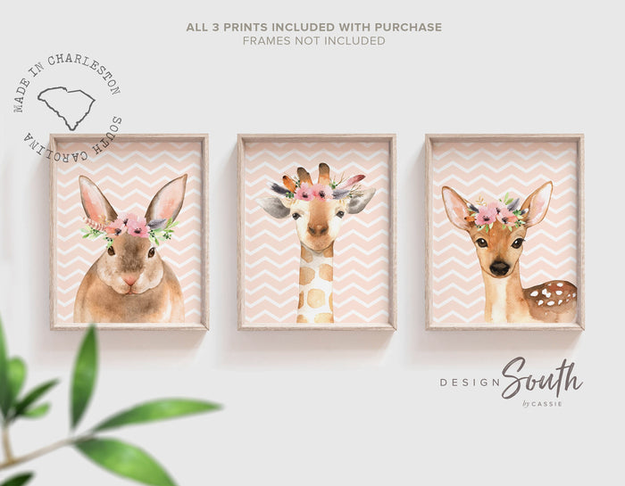 Girl nursery art woodland animals, baby gift animal, nursery purple lilac lavender, woodland nursery, toddler kid bedroom bunny giraffe deer