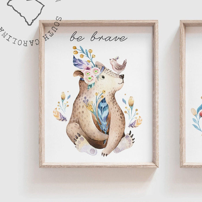 Animal prints, bear, owl, deer, fox, watercolor nursery art, woodland animal decor babys room, gender neutral wall art, woodland baby decor