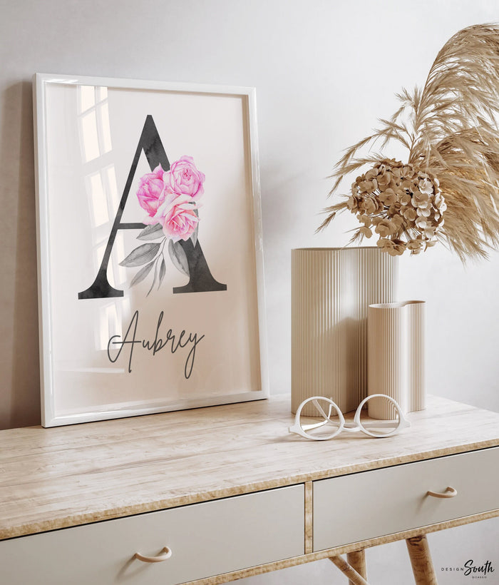 Pink Paris Girls' Room Decor — Eiffel Tower & Roses Name Prints