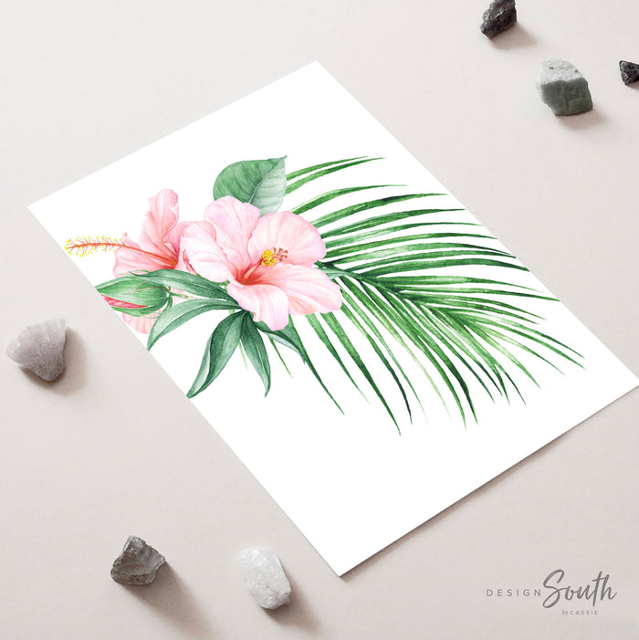 Baby girl nursery wall art, tropical theme baby shower gift for girl, palm leaf nursery, tropical baby girl nursery, hawaiian nursery decor
