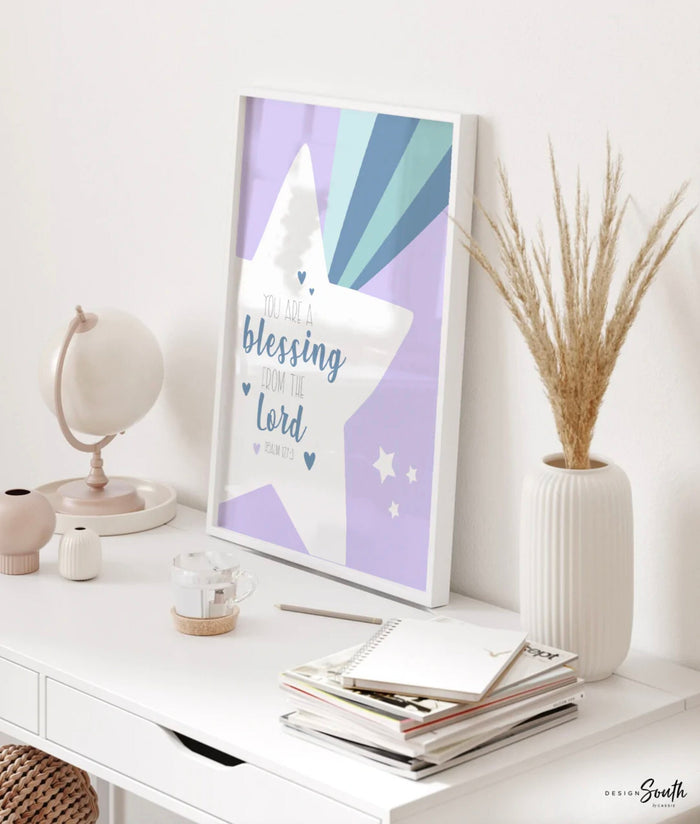 Girl christian nursery, purple aqua nursery christian, moon stars bible verses nursery, scriptures girl's room wall decor, Psalm scriptures
