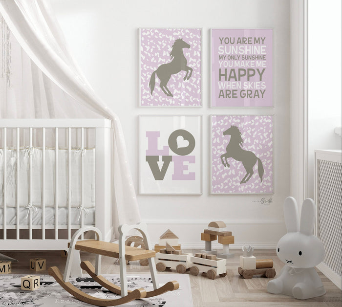 Horse nursery decor, cowgirl nursery art, horse nursery art, horse art for girls room, cowgirl decor, equestrian girl art, western art pink