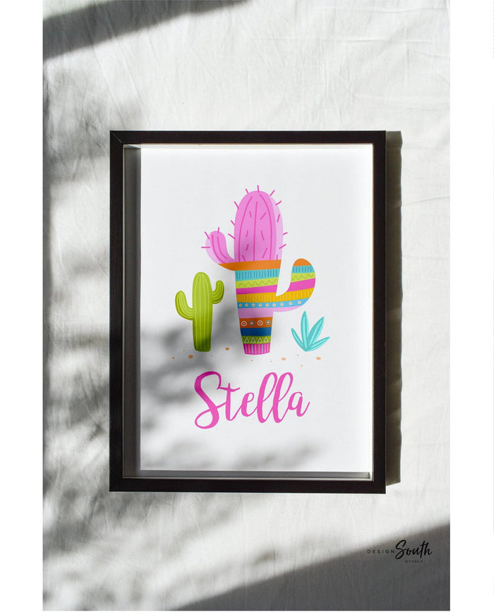 Bright colorful llama art, personalized name sign with llamas flowers, cactus rainbows stars llamas art prints, set of 6 art prints llamas