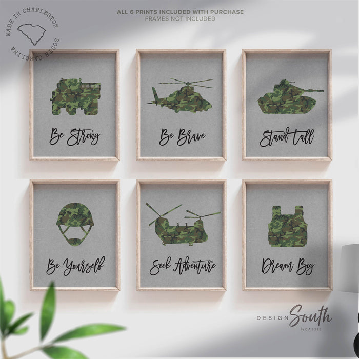 Gray army vehicles boys wall art, soldier military tank truck helicopter, boys bedroom wall art print decor army marine troop, playroom army