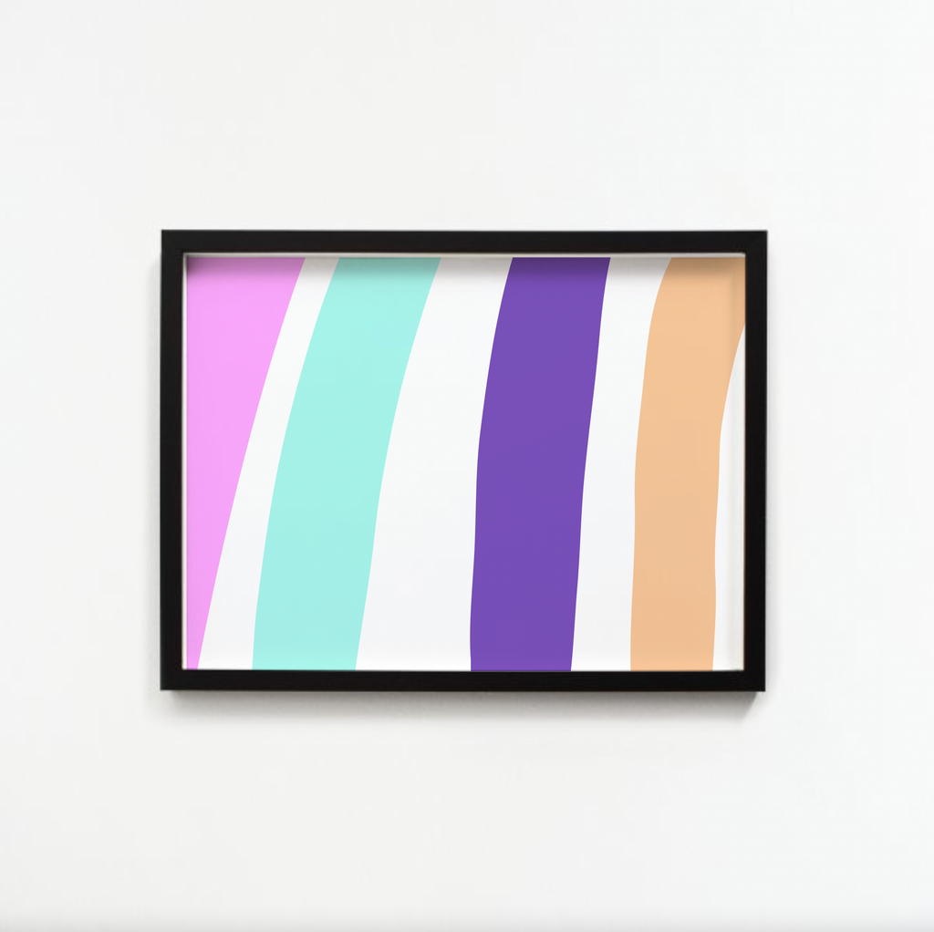 Bright modern girl rainbow, little girl bedroom or playroom wall idea, bright pink and purple toddler wall art, pink purple aqua rainbow art