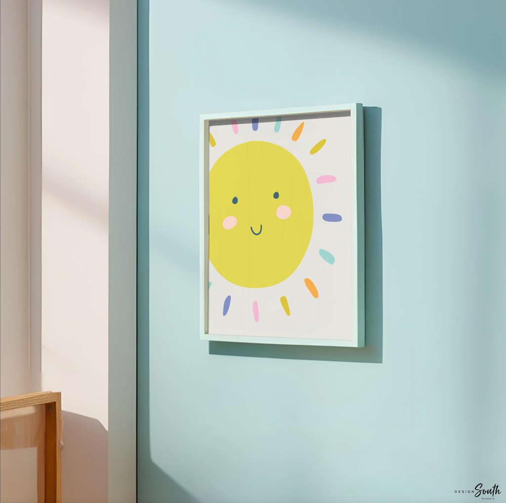 Bright pastel gender neutral nursery art, raincloud nursery art, pastel unisex nursery decor, modern trendy gender neutral nursery wall art