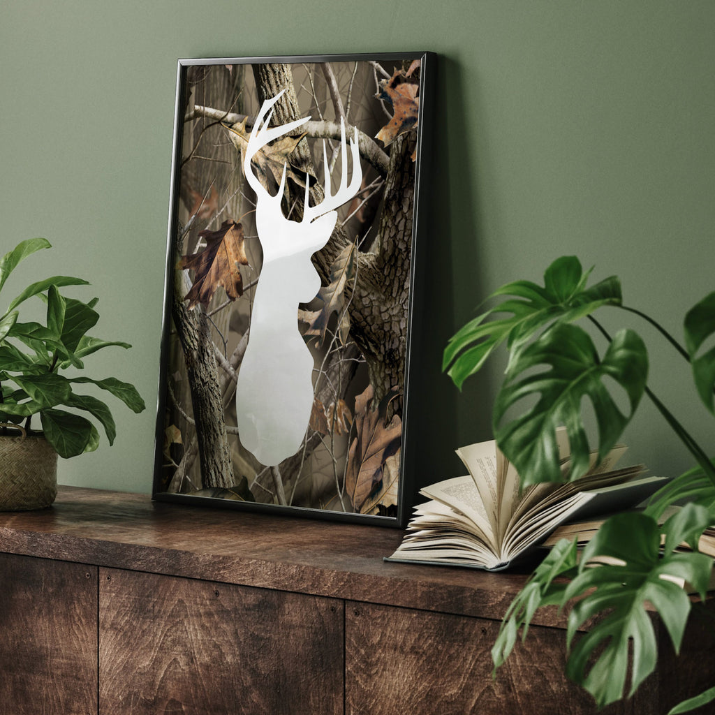 Brother shared room art, camo bedroom, hunting camo, decor for boys eight point buck, antlers, hunting, camouflage kids, brother hunting art