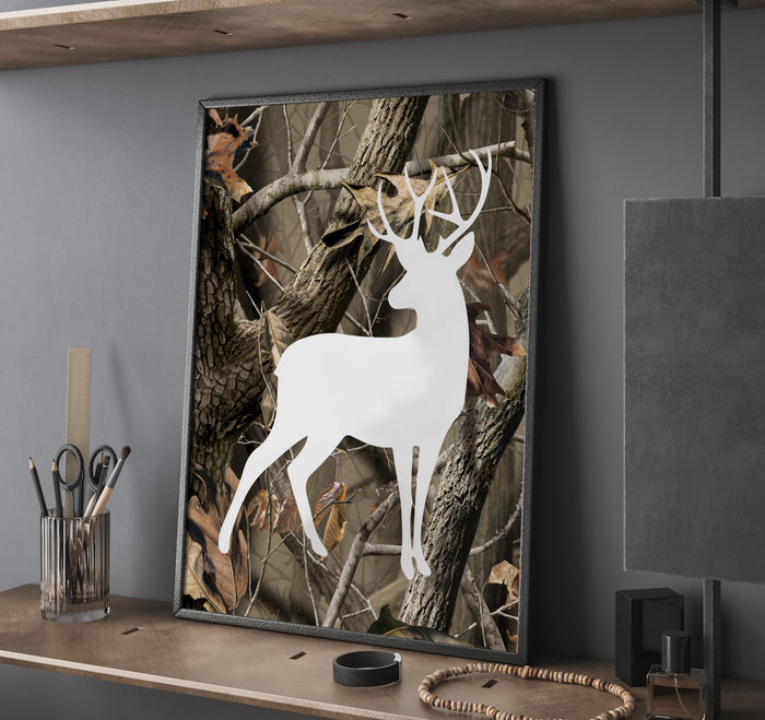 Brother shared room art, camo bedroom, hunting camo, decor for boys eight point buck, antlers, hunting, camouflage kids, brother hunting art