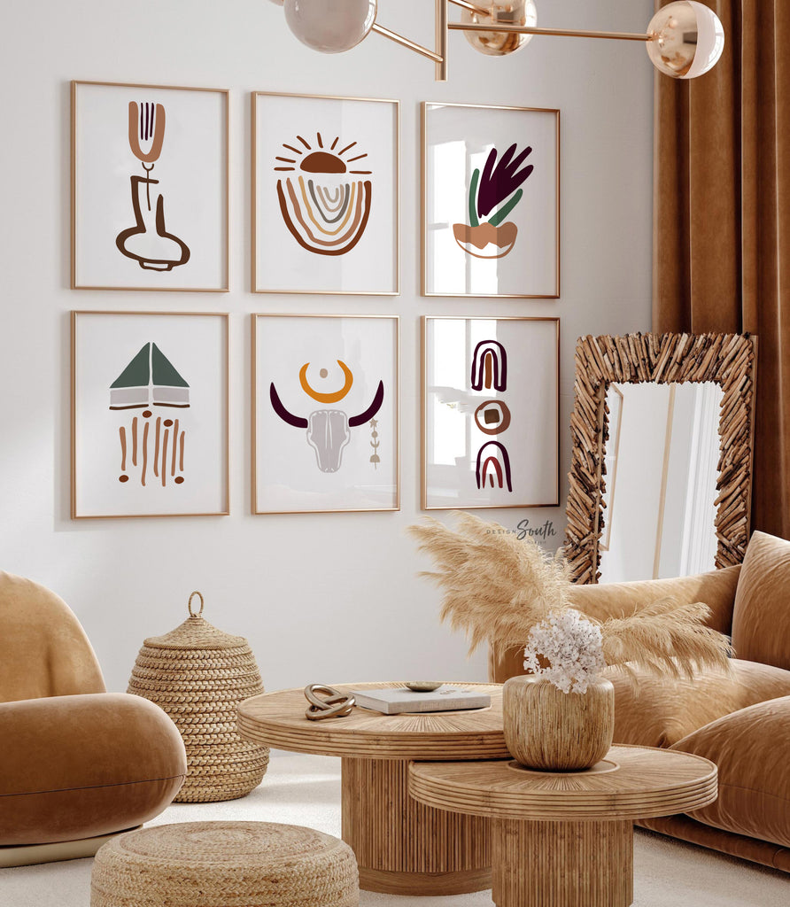 Boho baby room, boho rainbow baby girl or boy gender neutral, earthy color print set, gallery wall kids bedroom ideas, gift gender neutral