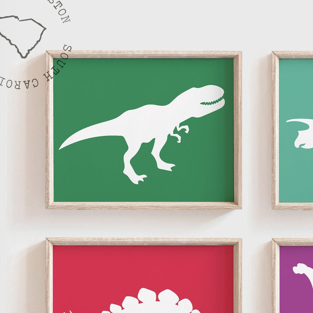 Little girl room dinosaurs, girl dinosaur art, purple and green dinosaurs, decor toddler wall girl prints dinosaurs, girl art print dinosaur