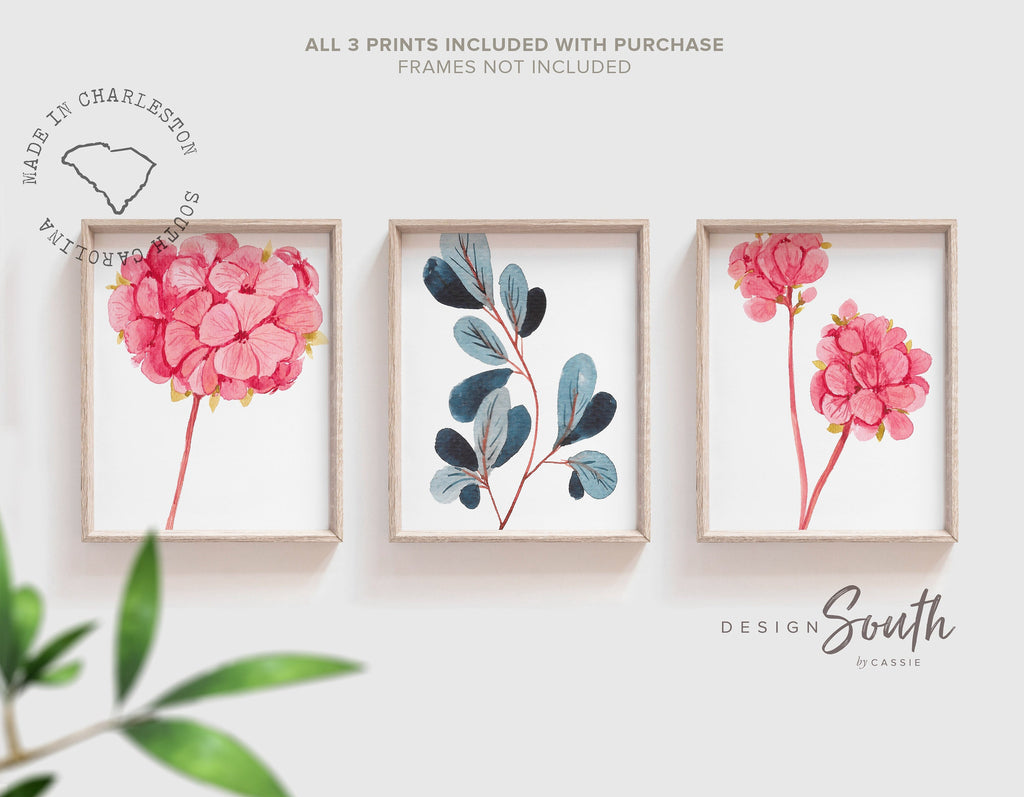 Home decor wall art, adult bathroom, guest bathroom, botanical watercolor wall art prints, bathroom wall decor, floral bathroom, flower art