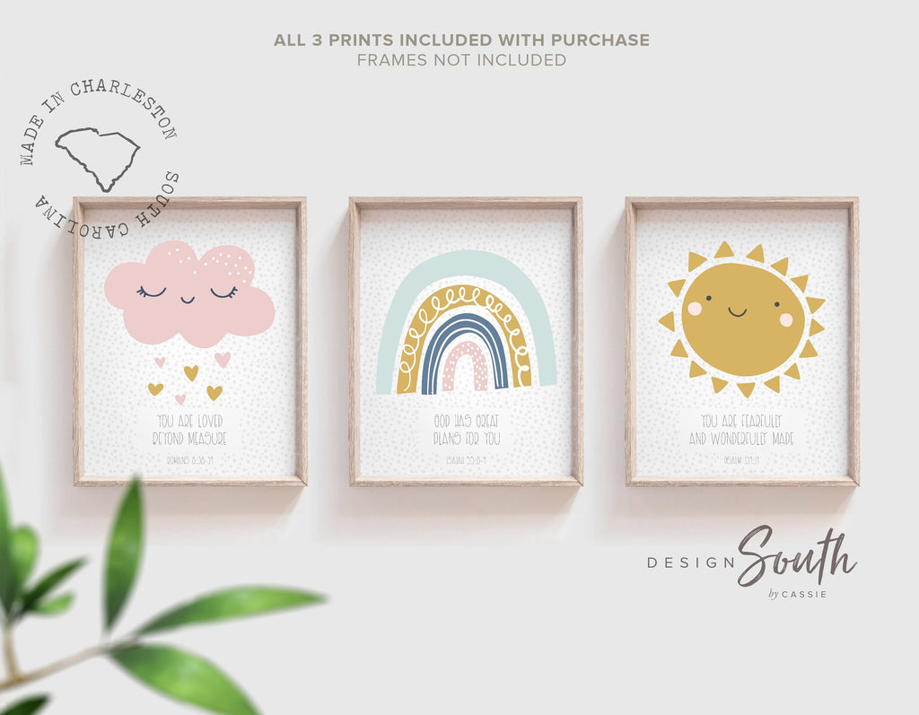 Christian nursery wall decor featuring inspirational Bible verse wall art, perfect for a baby’s nursery, child’s bedroom, or church nursery. These faith-based prints bring a spiritual and comforting presence to the space, offering uplifting scripture in a soft, kid-friendly design. Ideal for creating a peaceful, meaningful atmosphere rooted in Christian values, this wall art complements any religious-themed nursery or bedroom decor.