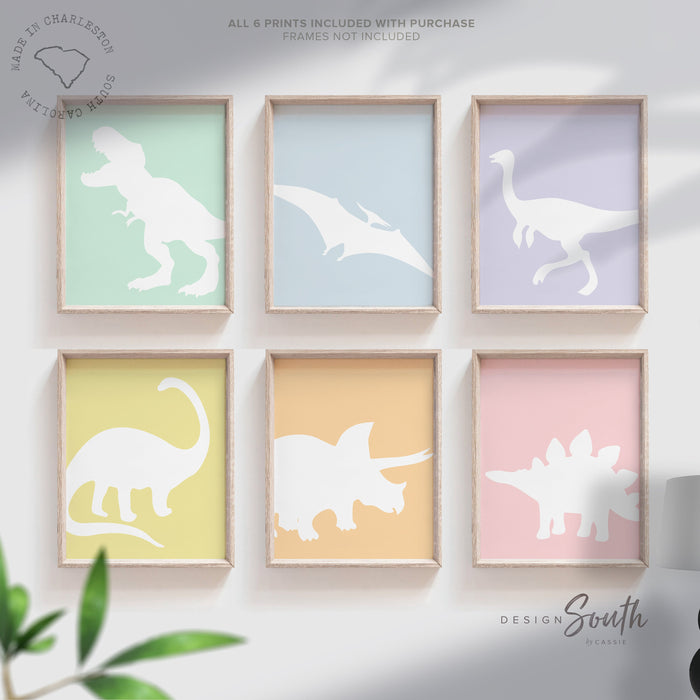Pastel dinosaur art, dinosaurs girl nursery wall art, bedroom decor cute dinosaurs for girl, dinosaur prints pastel for girls, pink dinosaur
