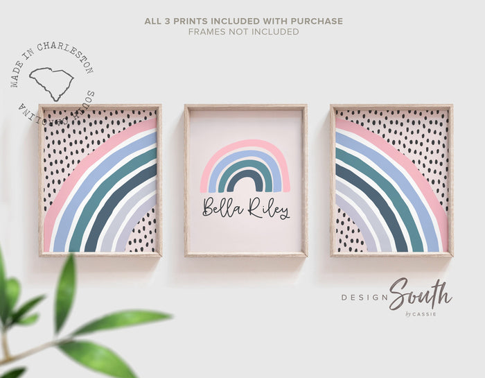 Girls nursery decor, rainbow nursery decor, pink and navy nursery, monogram decor for girls, rainbow theme nursery, girls rainbow decor pink