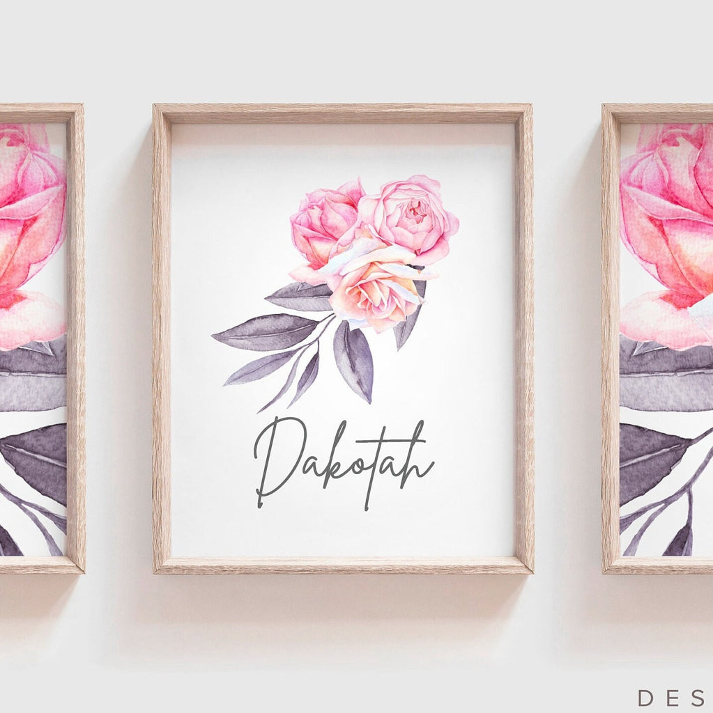 Elegant nursery ideas, pink floral bedroom, modern elegant chic pink baby nursery decor, floral personalized name art, nursery room french