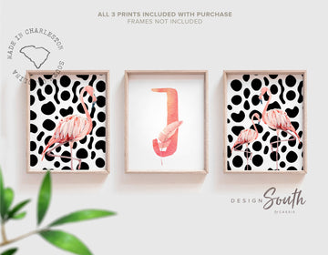 Tropical flamingo nursery, pink trendy nursery tropical baby, modern tropical theme baby, trendy nursery wall art decor baby girl room gift