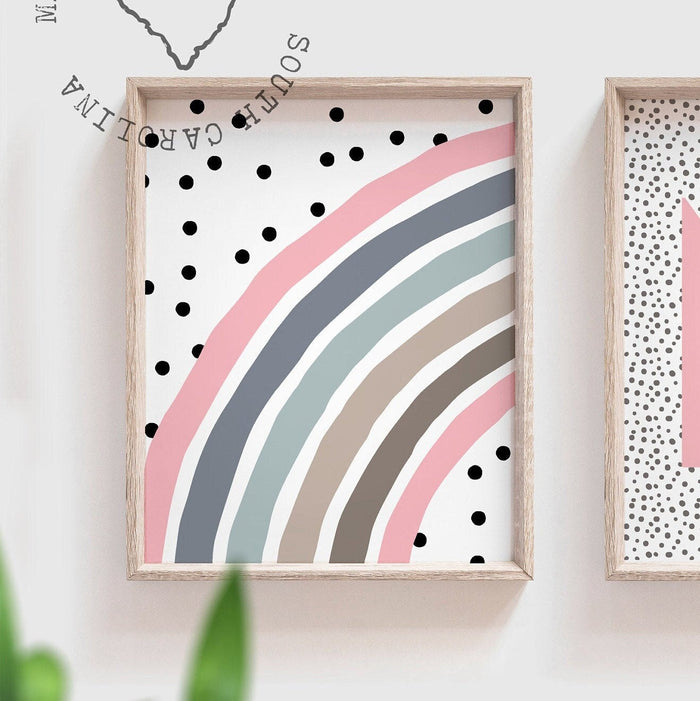 Mauve girl nursery art, girls initial name mauve pink, trendy polka dot nursery decor, wall art for girls room personalized, modern nursery