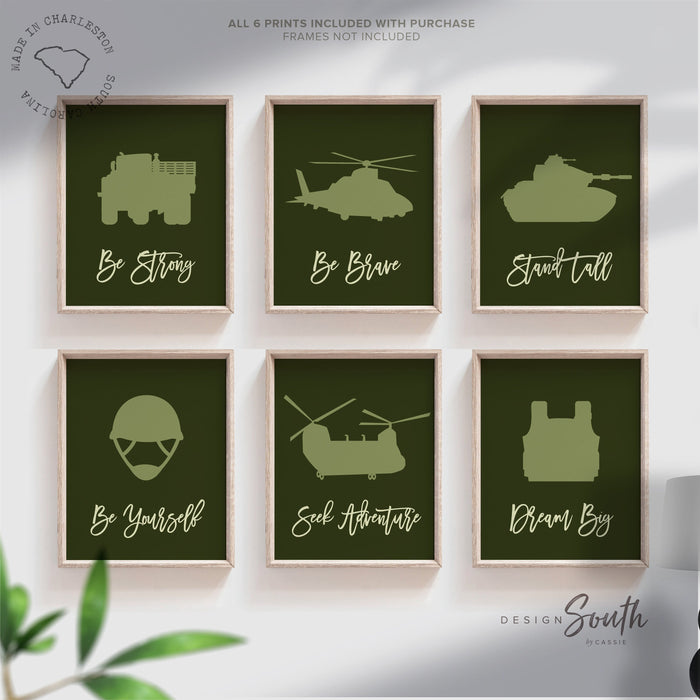 Military Room Decor for Boys — Army Vehicle Wall Art Prints