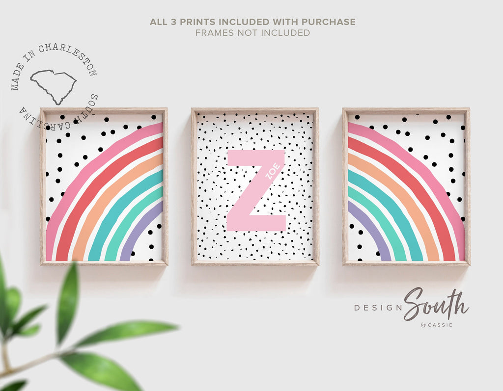 Baby girl nursery decor, hot pink teal prints for nursery, prints for little girls bedroom, pink wall art idea for girl, pink and teal name